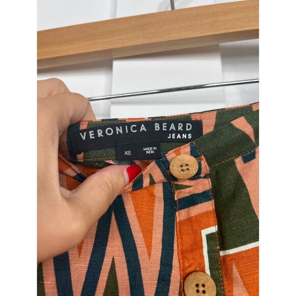 NEW Veronica Beard Geometric Linen Pleated Button Sundance Maxi Skirt Size: XS - Picture 4 of 7